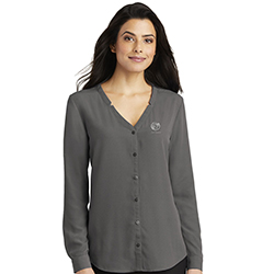 LADIES LONG SLEEVE BUTTON-FRONT BLOUSE